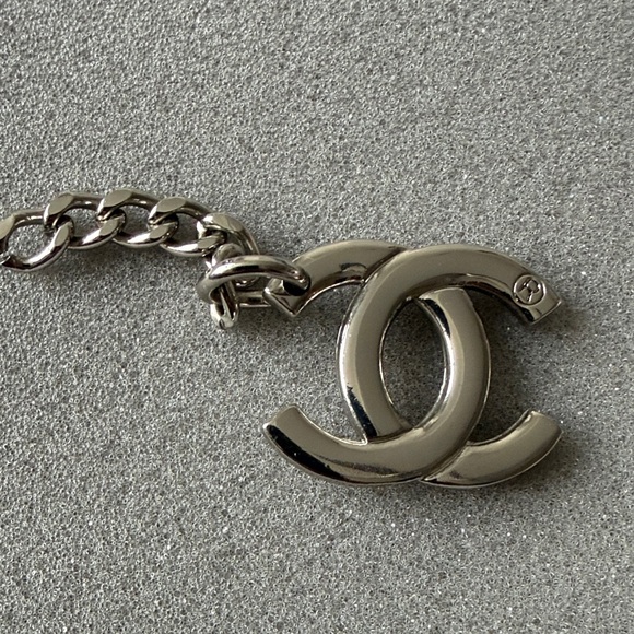 CHANEL Silver Logo Key Holder